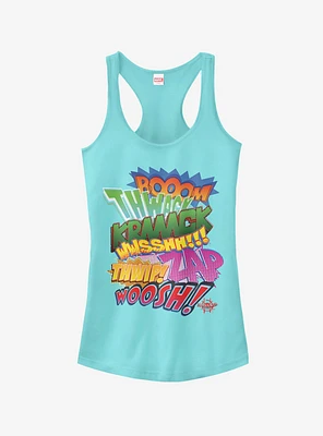 Marvel Spider-Man: Into The Spider-Verse Sound Effects Cancun Blue Girls Tank Top