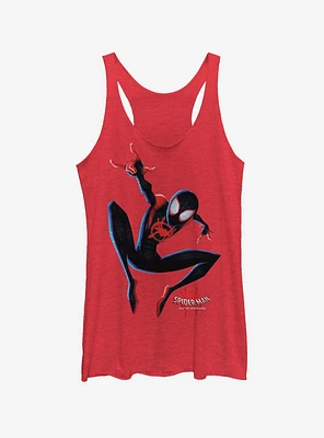 Marvel Spider-Man: Into The Spider-Verse Big Miles Heather Red Girls Tank Top