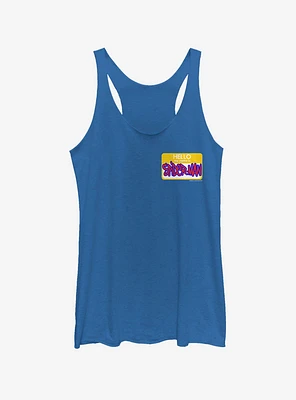Marvel Spider-Man: Into The Spider-Verse Hello Spider-Man Name Tag Heathered Royal Blue Girls Tank Top