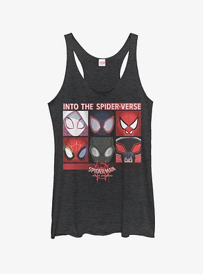 Marvel Spider-Man: Into The Spider-Verse Six Up Heathered Girls Tank Top