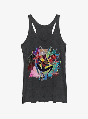Marvel Spider-Man: Into The Spider-Verse Group Heathered Girls Tank Top
