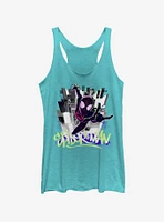 Marvel Spider-Man: Into The Spider-Verse Brooklyn Graffiti Tahiti Blue Girls Tank Top