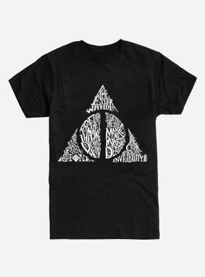 Harry Potter Deathly Hallows Symbol Words T-Shirt