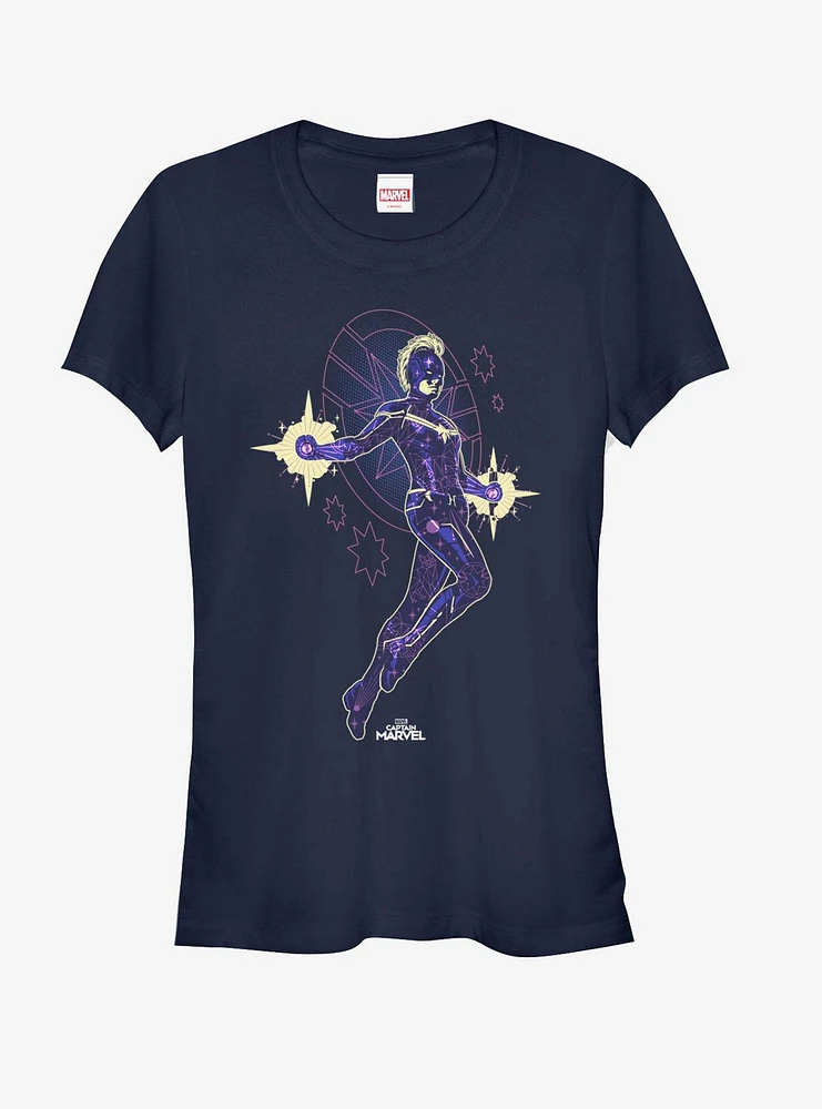 Marvel Captain Flying Star Girls T-Shirt