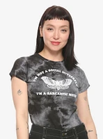 Sarcastic Moth Black & Grey Girls Tie Dye T-Shirt