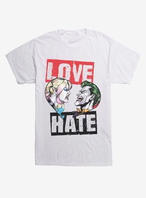 DC Comics Batman Harley Quinn The Joker Love Hate Black T-Shirt