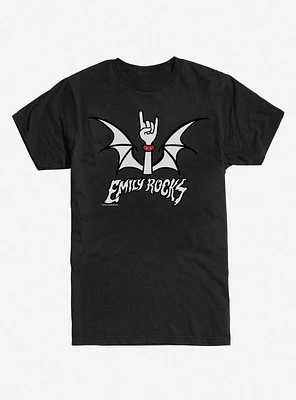 Emily The Strange Rocks Bat Wings Black T-Shirt