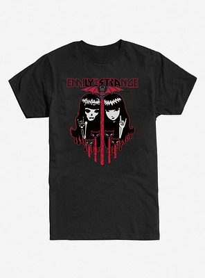 Emily The Strange Skeleton Twin Black T-Shirt