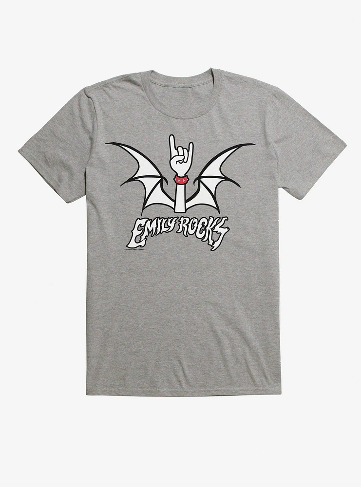 Emily The Strange Rocks Bat Wings Black T-Shirt