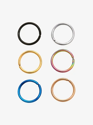 Steel Multicolor Metal Seamless Nose Hoop 6 Pack