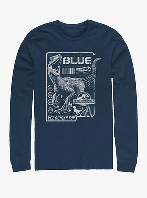 Jurassic Park Raptor Blue Print Long-Sleeve T-Shirt