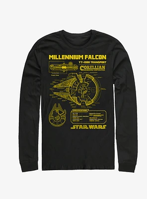 Star Wars Falcon Schematic Long-Sleeve T-Shirt