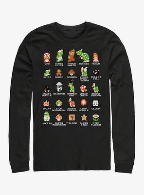 Super Mario Pixel Cast Long-Sleeve T-Shirt