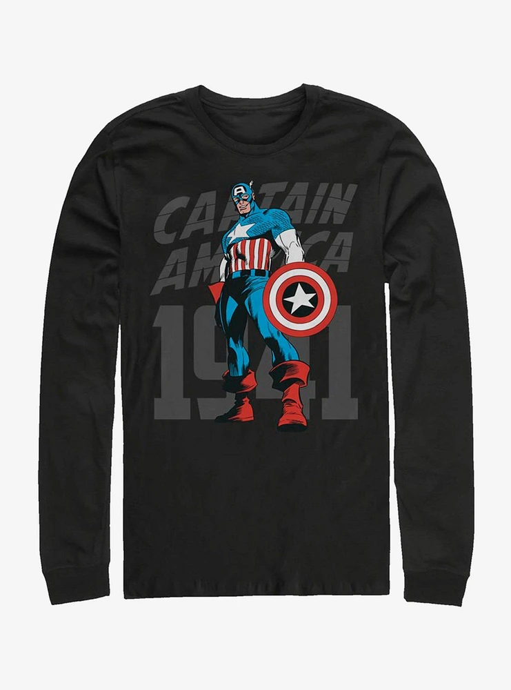 Marvel Captain America Decades Cap Long-Sleeve T-Shirt