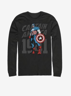 Marvel Captain America Decades Cap Long-Sleeve T-Shirt