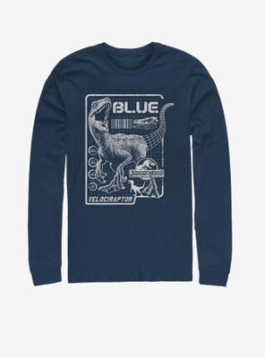 Jurassic Park Raptor Blue Print Long-Sleeve T-Shirt