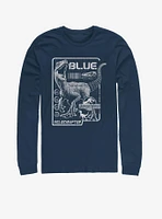 Jurassic Park Raptor Blue Print Long-Sleeve T-Shirt