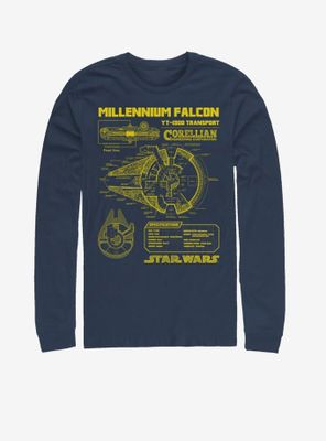 Star Wars Falcon Schematic Long-Sleeve T-Shirt