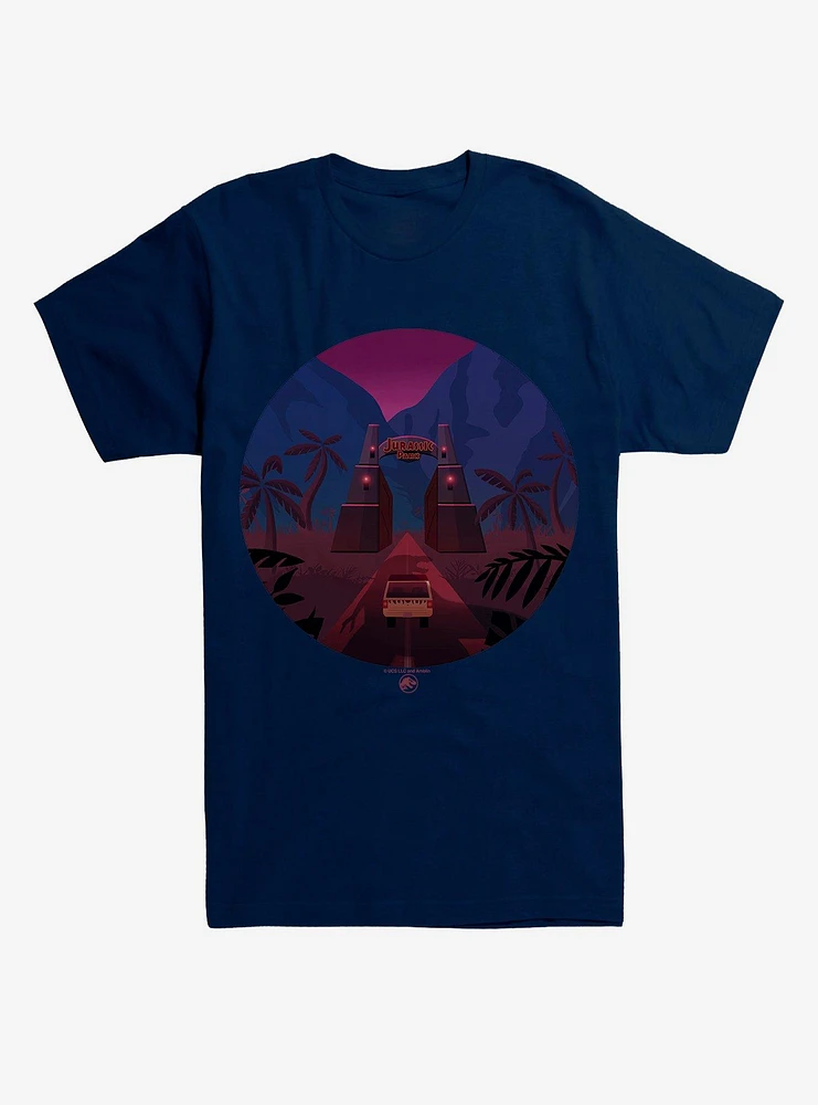 Jurassic Park And Classic Navy Blue T-Shirt