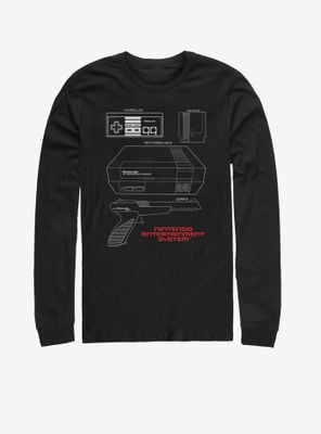 Nintendo NES Schematic Long-Sleeve T-Shirt