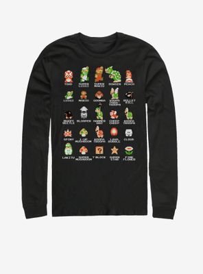 Nintendo Super Mario Pixel Cast Long-Sleeve T-Shirt