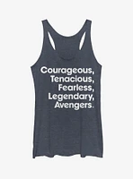 Marvel Avengers: Endgame Name List Girls Navy Blue Heathered Tank Top