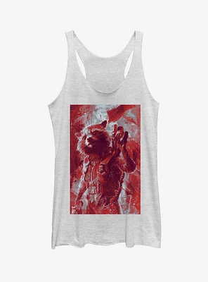 Marvel Avengers: Endgame Rocket Painted Girls White Heathered Tank Top