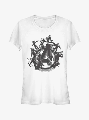 Marvel Avengers: Endgame Flying Heroes Girls White T-Shirt