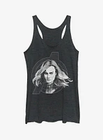 Marvel Avengers: Endgame Captain Black And White Girls Heathered Tank Top