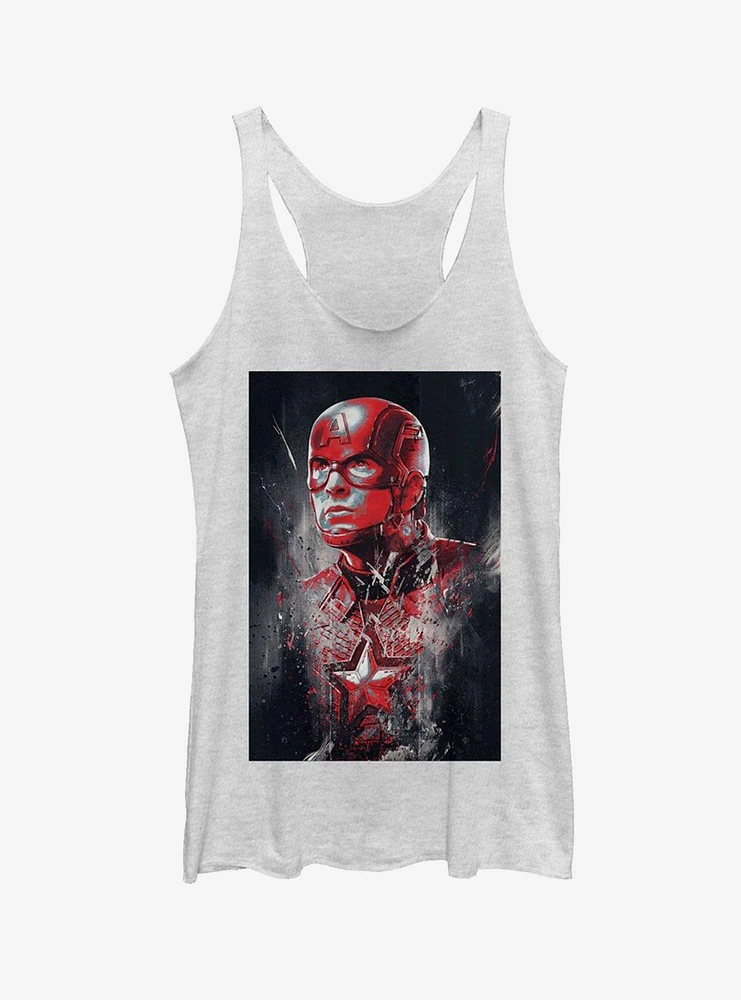 Marvel Avengers: Endgame Captain America Painted Girls White Heathered Tank Top