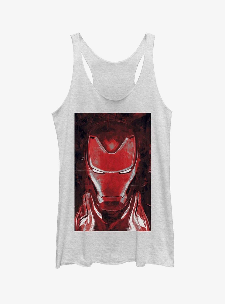 Marvel Avengers: Endgame Red Iron Man Girls White Heathered Tank Top