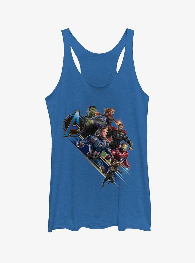 Marvel Avengers: Endgame Angled Shot Girls Royal Blue Heathered Tank Top