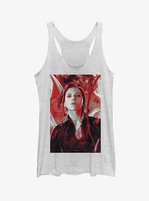 Marvel Avengers: Endgame Black Widow Red Painted Girls White Heathered Tank Top