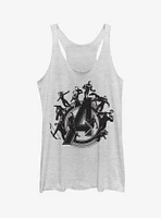 Marvel Avengers: Endgame Flying Heroes Girls White Heathered Tank Top