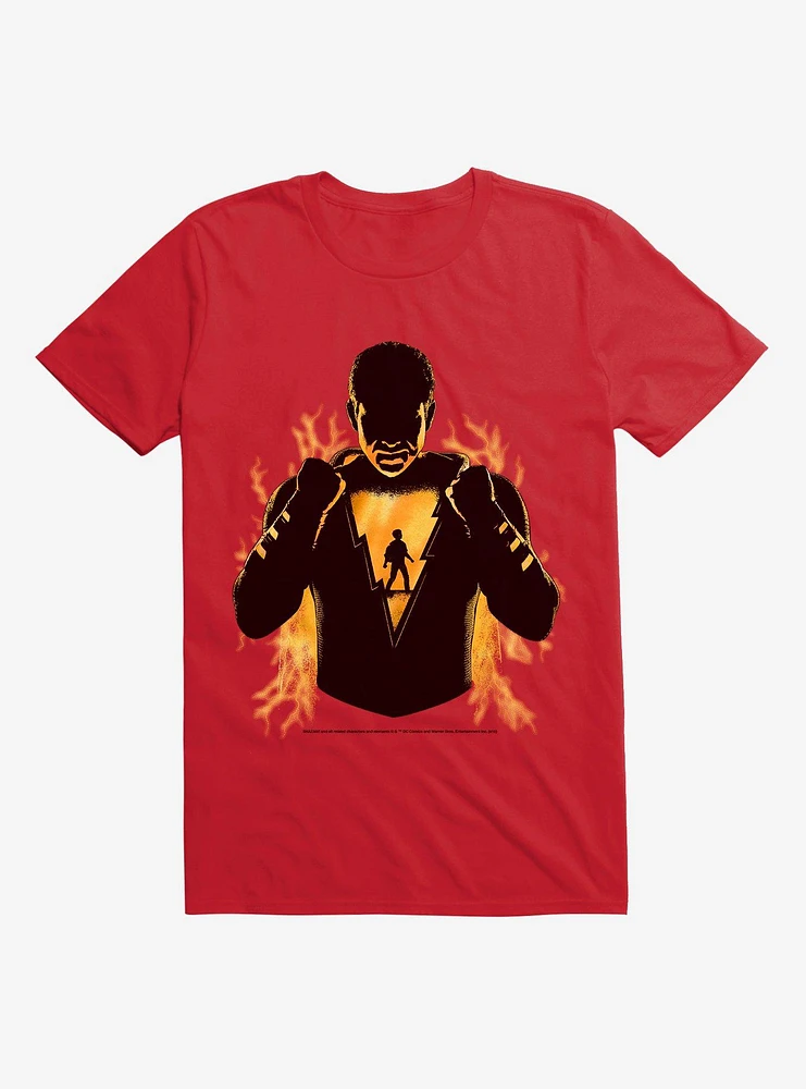 DC Comics Shazam! Billy Shadow Outline Flame Red T-Shirt