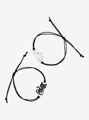 Black & White Cats Best Friends Cord Bracelet Set