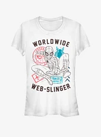 Marvel Spider-Man Far From Home World Wide Web Slinger Vintage Girls T-Shirt