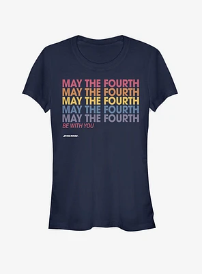 Star Wars May the Fourth Stack Girls T-Shirt