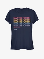 Star Wars May the Fourth Stack Girls T-Shirt