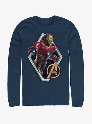 Marvel Avengers: Endgame Iron Man Sun Navy Blue Long-Sleeve T-Shirt