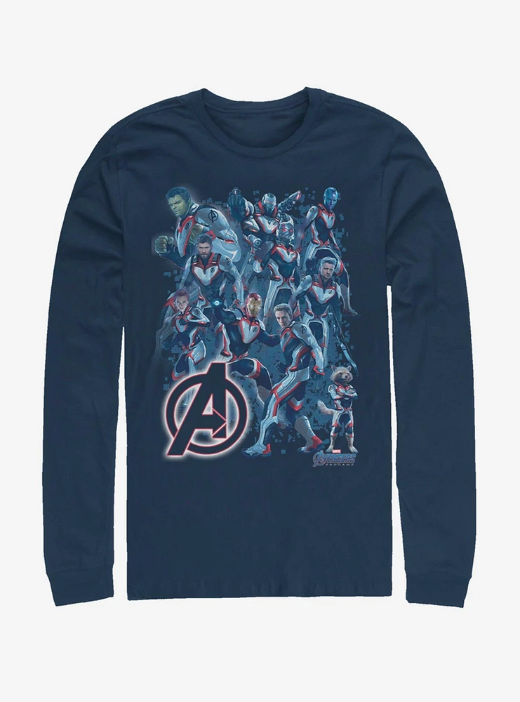 Marvel Avengers: Endgame Suit Group Navy Blue Long-Sleeve T-Shirt