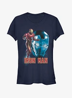 Marvel Avengers: Endgame Iron Man Profile Girls Navy Blue T-Shirt