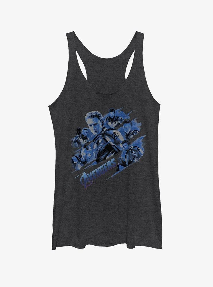 Marvel Avengers: Endgame Captain America Blue Shot Girls Black Heathered Tank Top