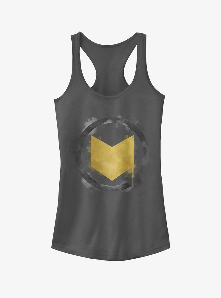 Marvel Avengers: Endgame Hawkeye Spray Logo Girls Charcoal Grey Tank Top