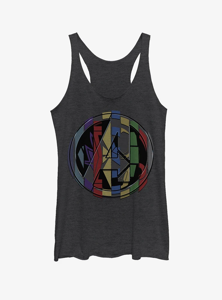 Marvel Avengers: Endgame Badge Mashup Girls Black Heathered Tank Top