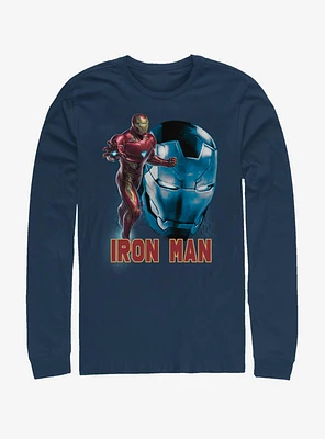 Marvel Avengers: Endgame Iron Man Profile Navy Blue Long-Sleeve T-Shirt