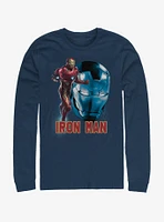 Marvel Avengers: Endgame Iron Man Profile Navy Blue Long-Sleeve T-Shirt