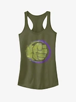 Marvel Avengers: Endgame Hulk Spray Logo Girls Military Green Tank Top