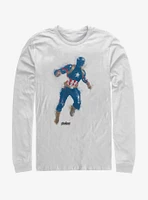 Marvel Avengers: Endgame Captain America Paint White Long-Sleeve T-Shirt