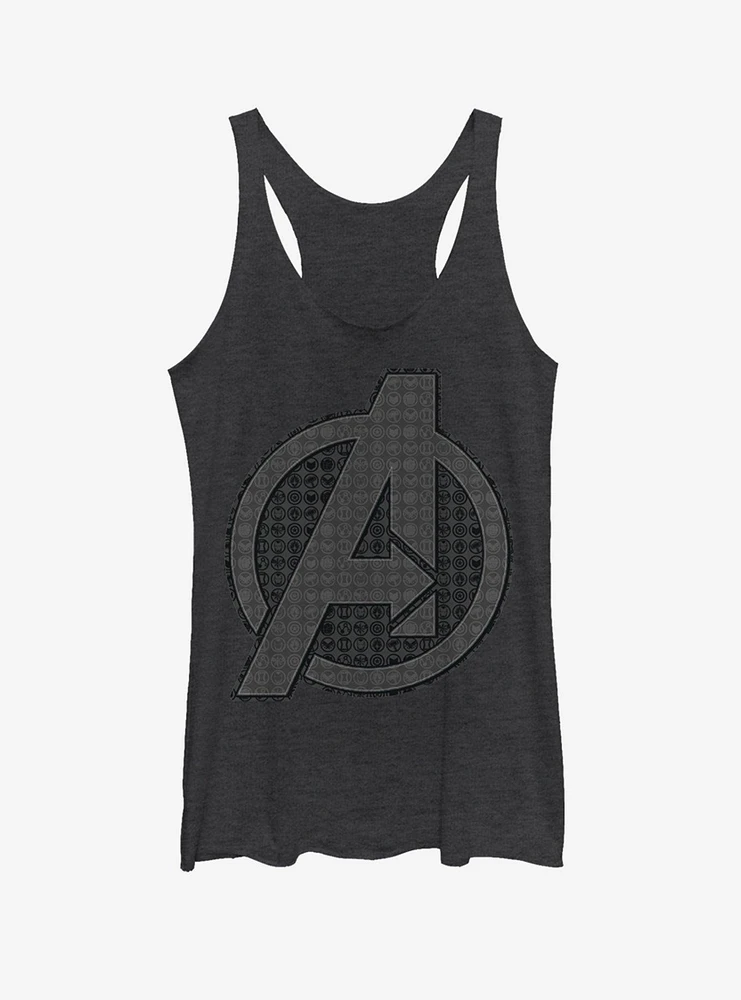 Marvel Avengers: Endgame Grayscale Logo Girls Black Heathered Tank Top